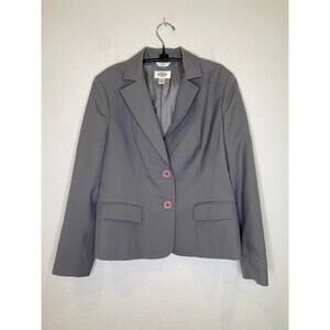 Talbots Stretch Gray Wool Silk Lightweight Blazer  EUC Sz 10 Career Buttons